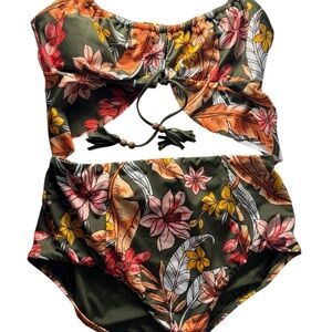 Sanctuary Swim Women’s Organic Botanic Mio Bikini Medium Tiki Boho Green Natural